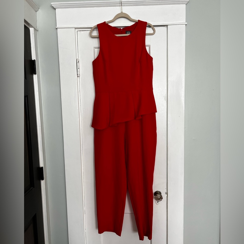 Vince Camuto Red Peplum Jumpsuit Size 12
